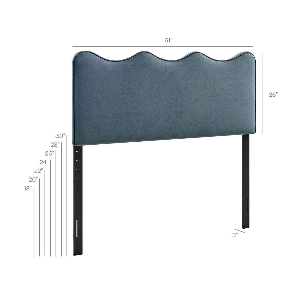 Athena Stain-Resistant Performance Velvet Queen Size Headboard - Cadet Blue