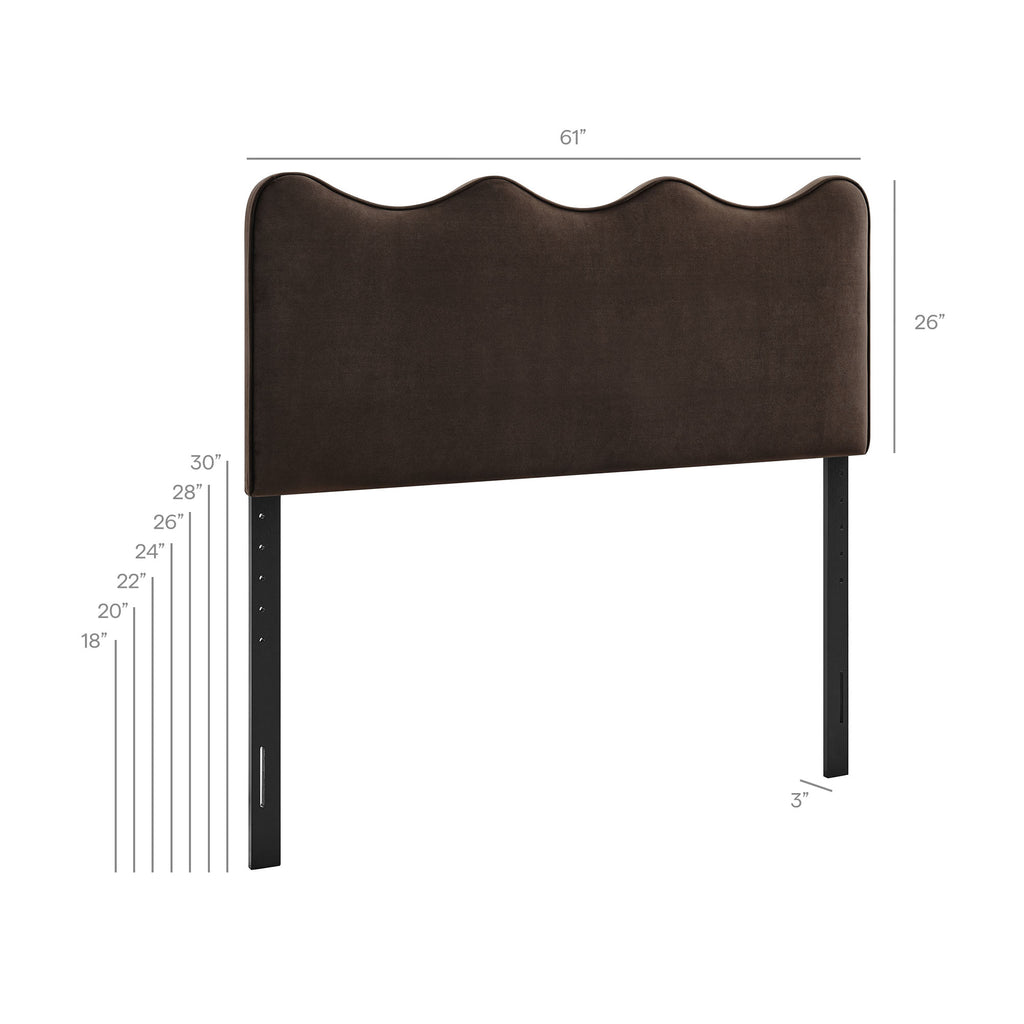 Athena Stain-Resistant Performance Velvet Queen Size Headboard - Chocolate Brown