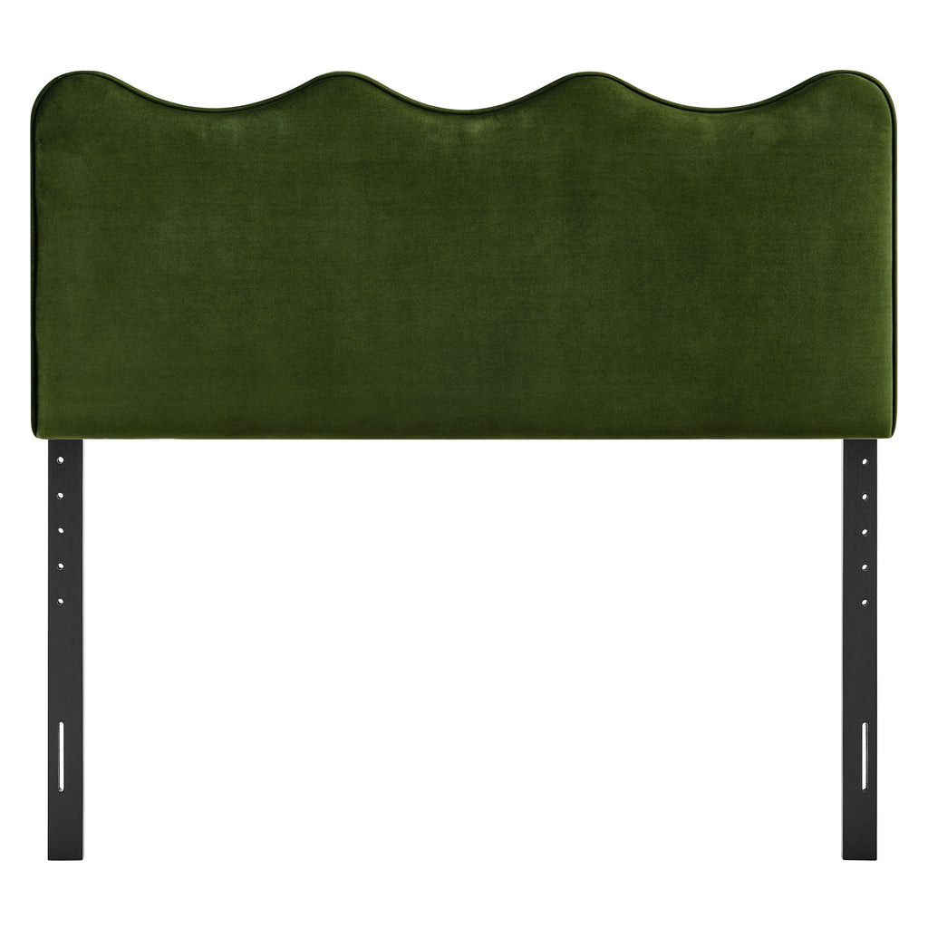 Athena Stain-Resistant Performance Velvet Queen Size Headboard - Moss Green