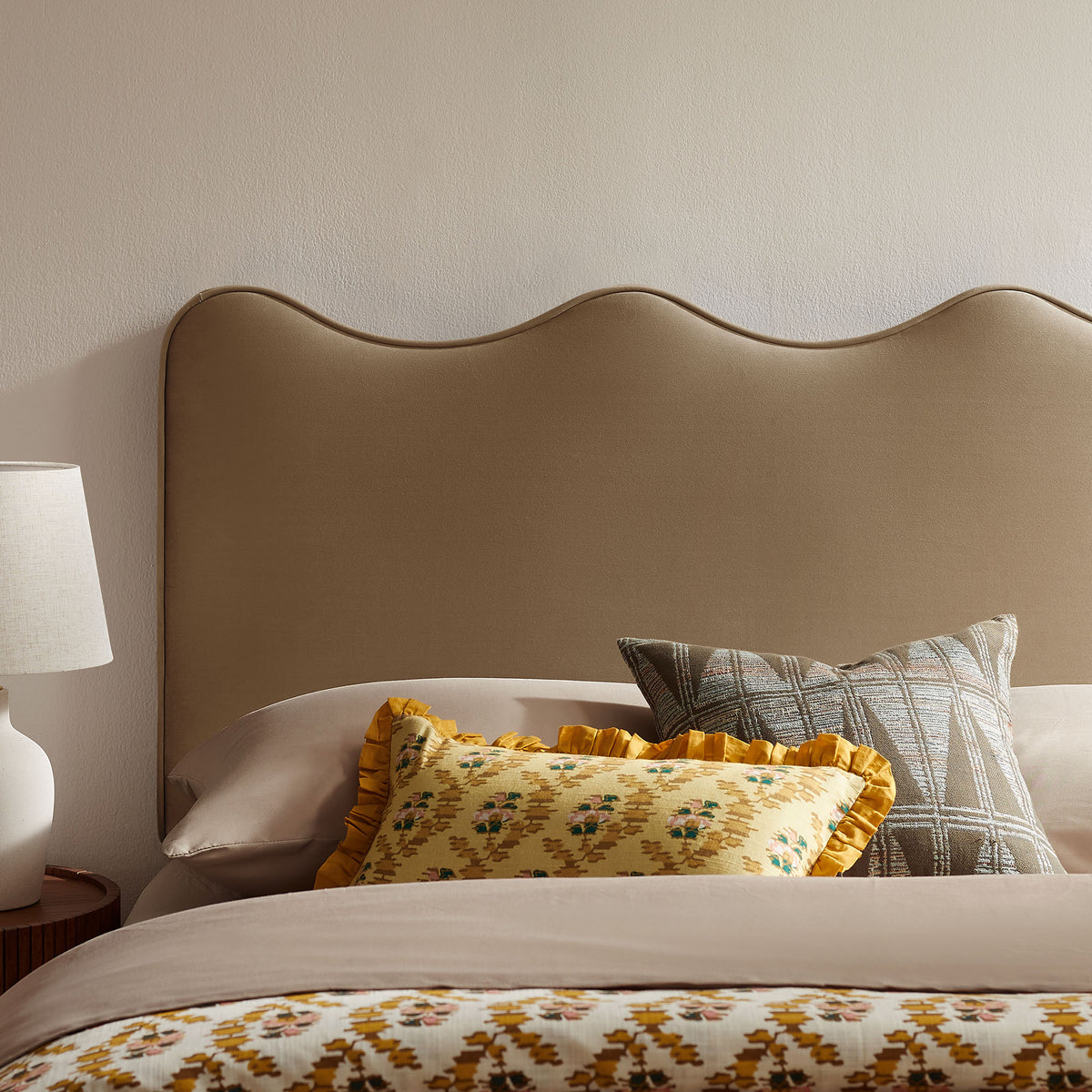 Athena Stain-Resistant Performance Velvet Queen Size Headboard - Taupe