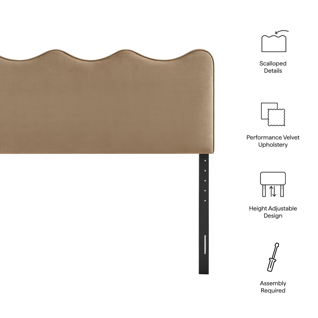 Athena Stain-Resistant Performance Velvet Queen Size Headboard - Taupe