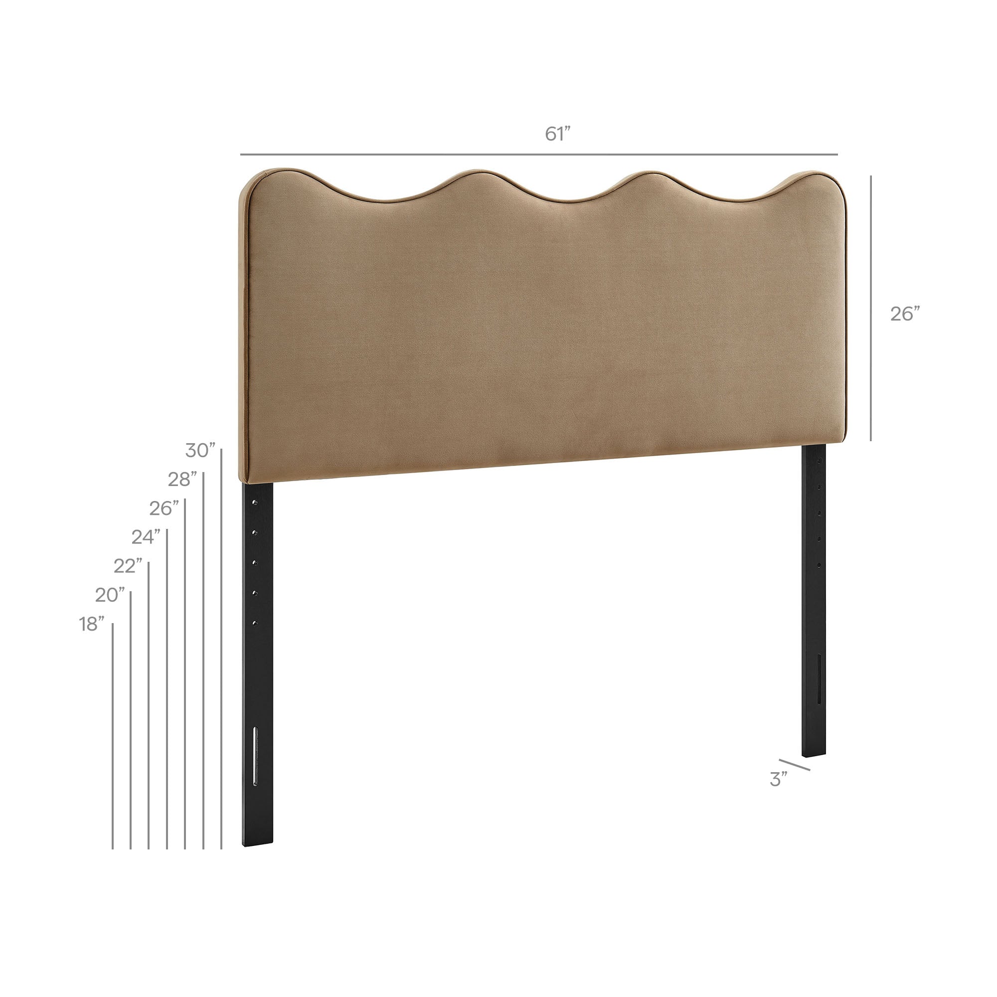 Athena Stain-Resistant Performance Velvet Queen Size Headboard - Taupe