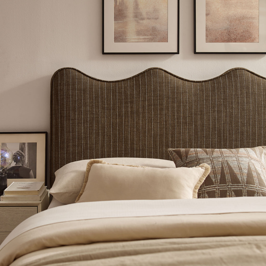 Athena Striped Fabric Upholstered Queen Size Headboard - Oatmeal Stripe (MOD-7294-ETS)