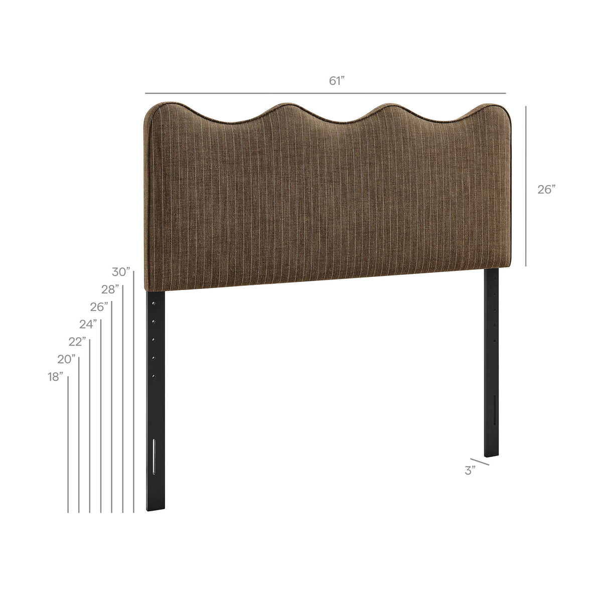 Athena Striped Fabric Upholstered Queen Size Headboard - Oatmeal Stripe (MOD-7294-ETS)