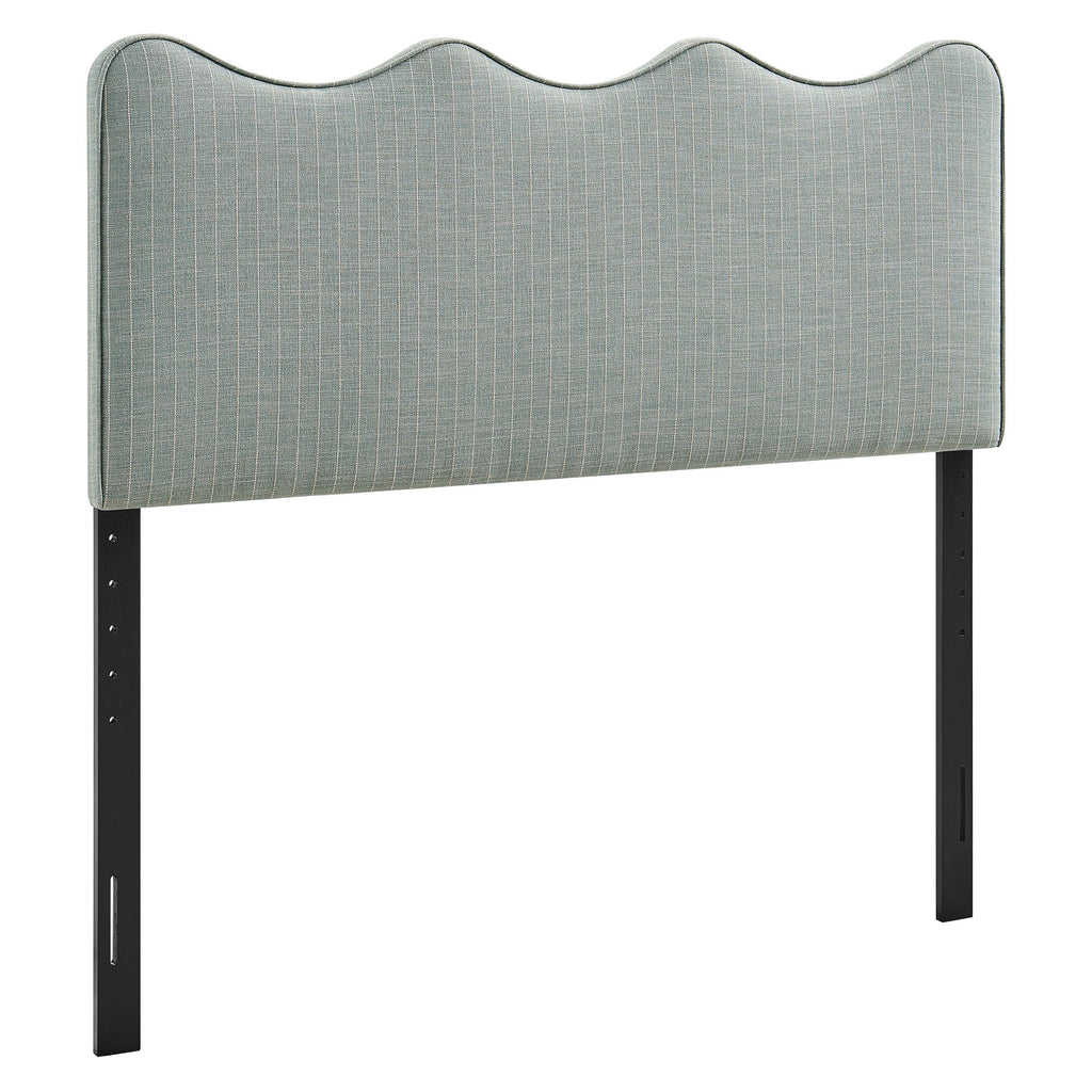 Athena Striped Fabric Upholstered Queen Size Headboard - Spa Blue Stripe