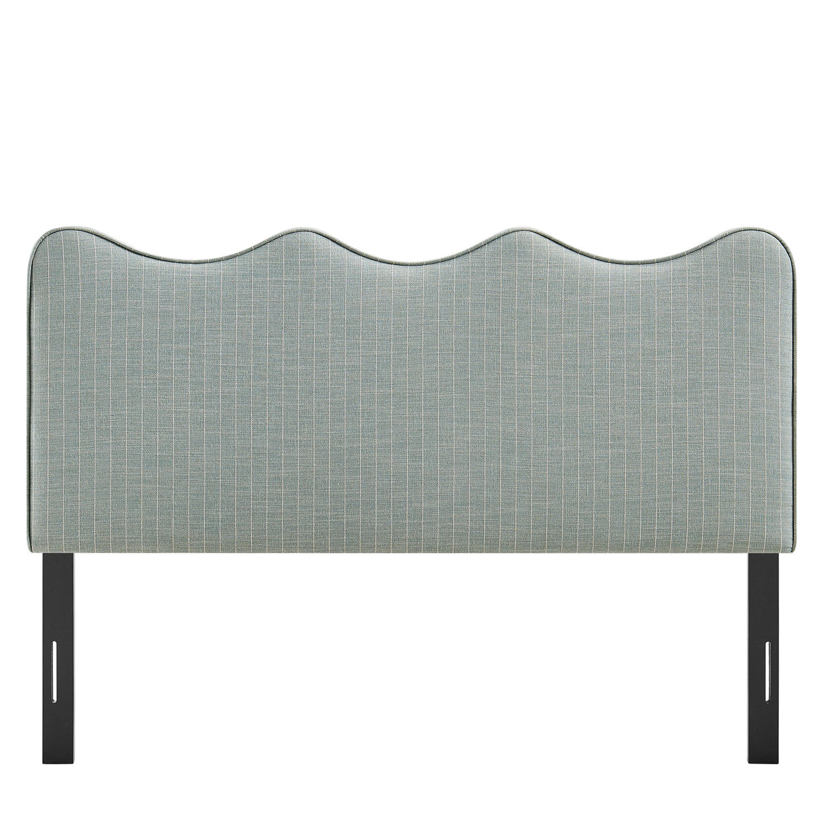 Athena Striped Fabric Upholstered Queen Size Headboard - Spa Blue Stripe