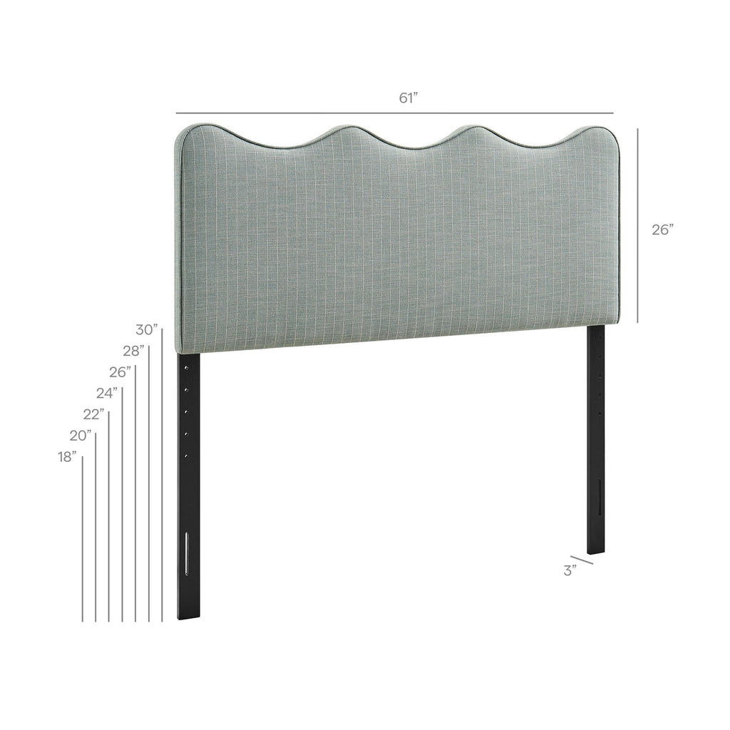 Athena Striped Fabric Upholstered Queen Size Headboard - Spa Blue Stripe