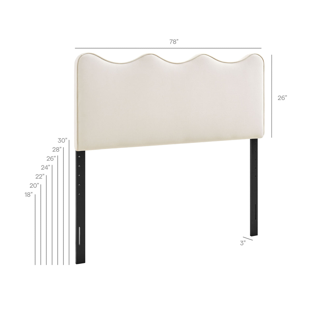 Athena Stain-Resistant Performance Velvet King Size Headboard - Alabaster