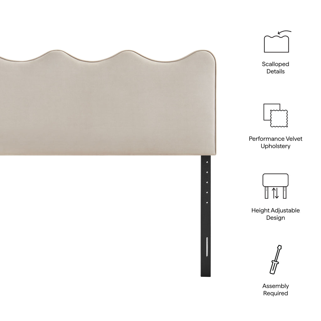 Athena Stain-Resistant Performance Velvet King Size Headboard - Almond