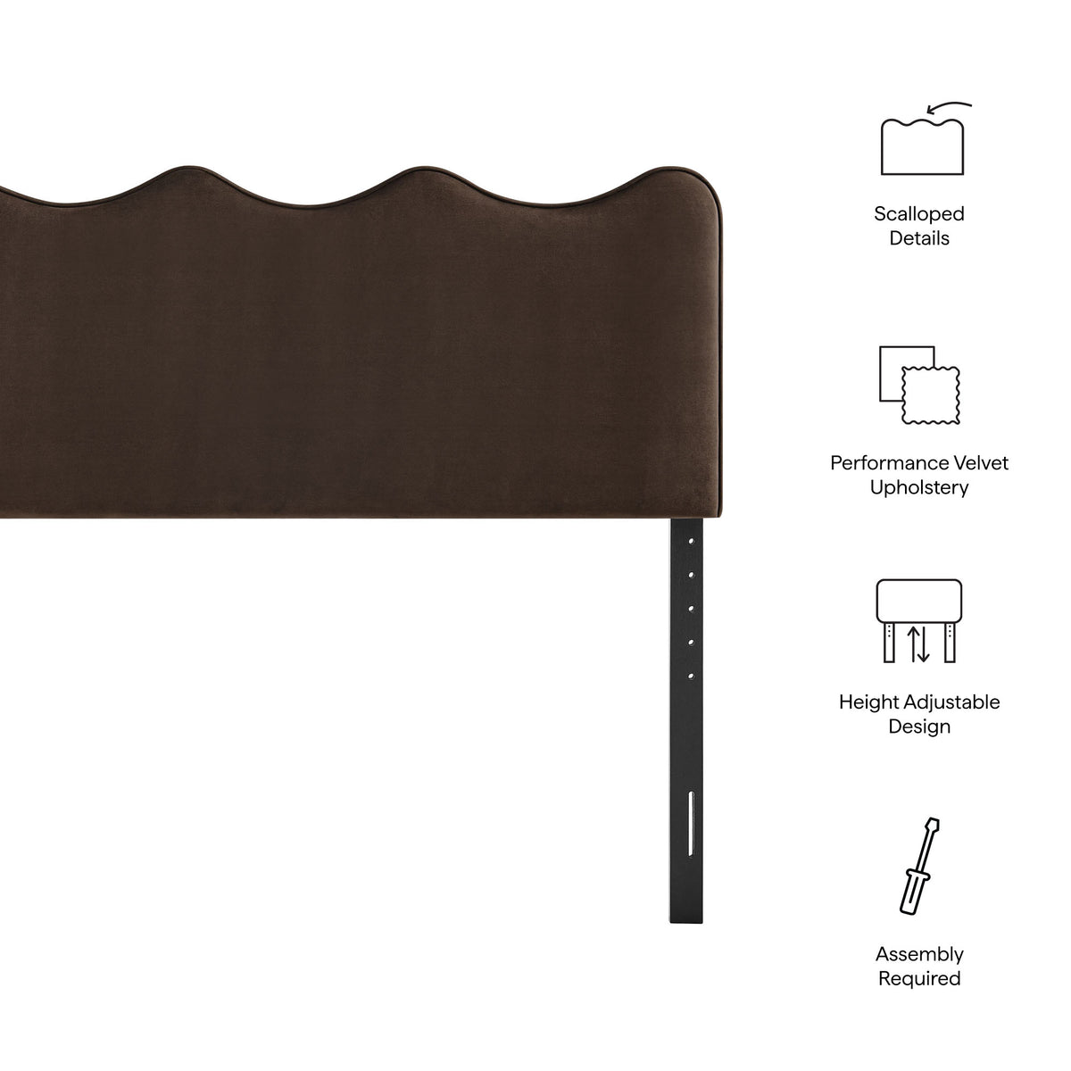 Athena Stain-Resistant Performance Velvet King Size Headboard - Chocolate Brown