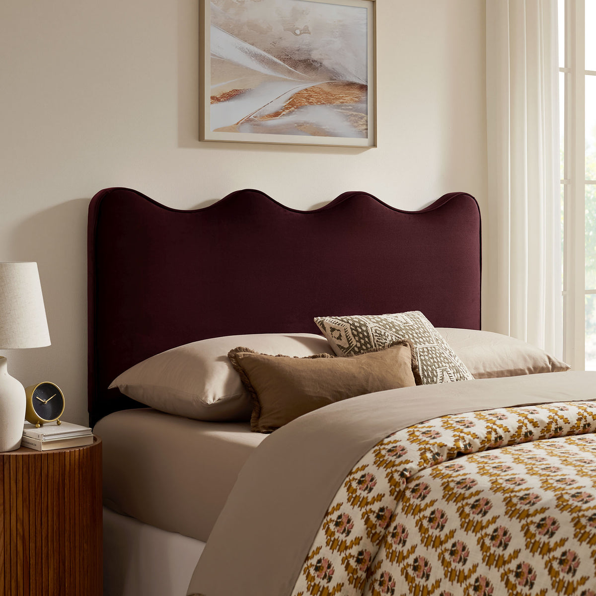 Athena Stain-Resistant Performance Velvet King Size Headboard - Mulberry