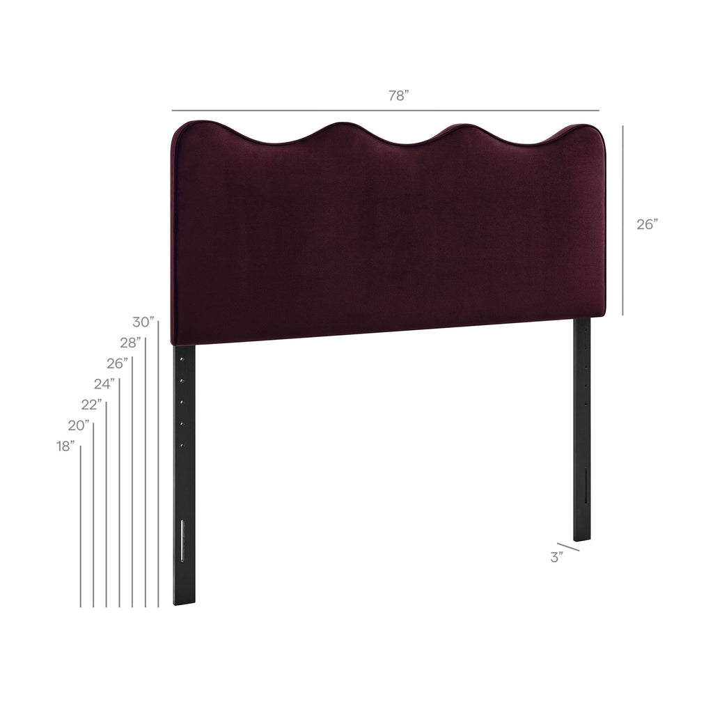 Athena Stain-Resistant Performance Velvet King Size Headboard - Mulberry