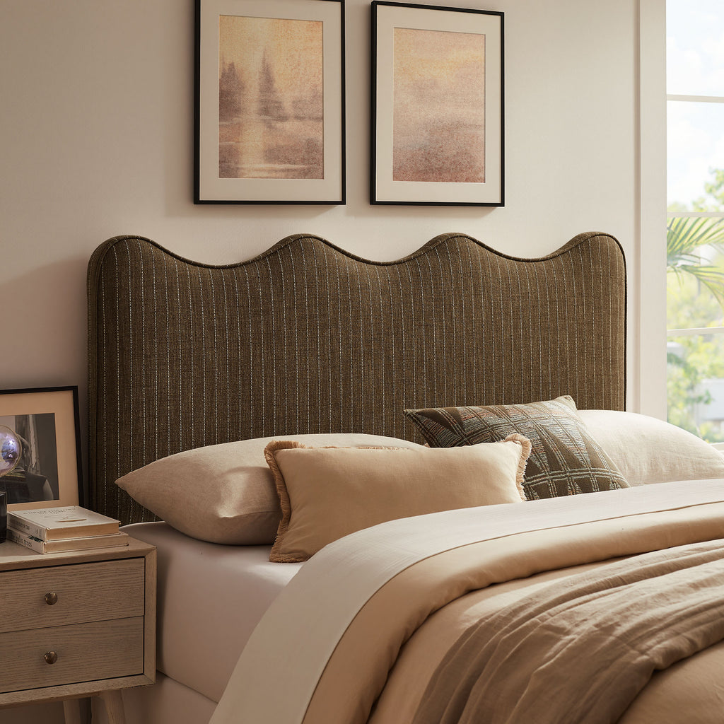 Athena Striped Fabric Upholstered King Size Headboard - Earth Stripe