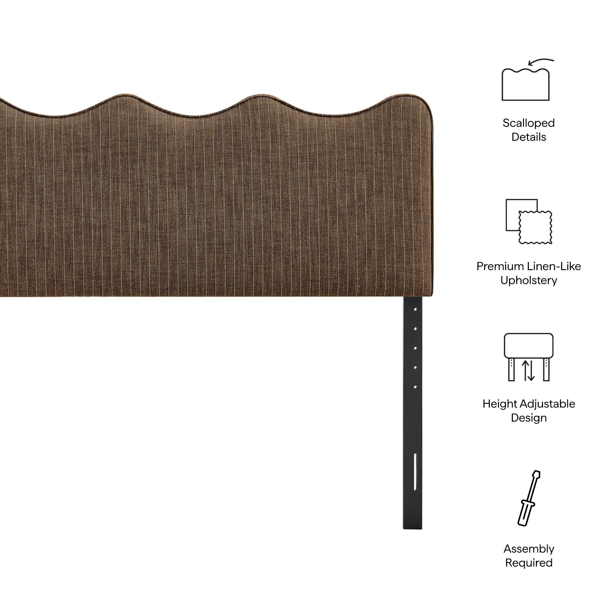 Athena Striped Fabric Upholstered King Size Headboard - Earth Stripe