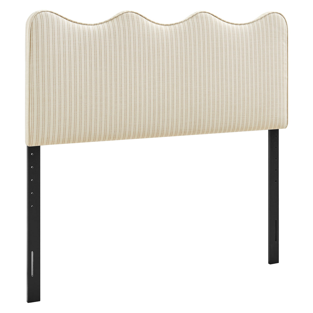 Athena Striped Fabric Upholstered King Size Headboard - Oatmeal Stripe