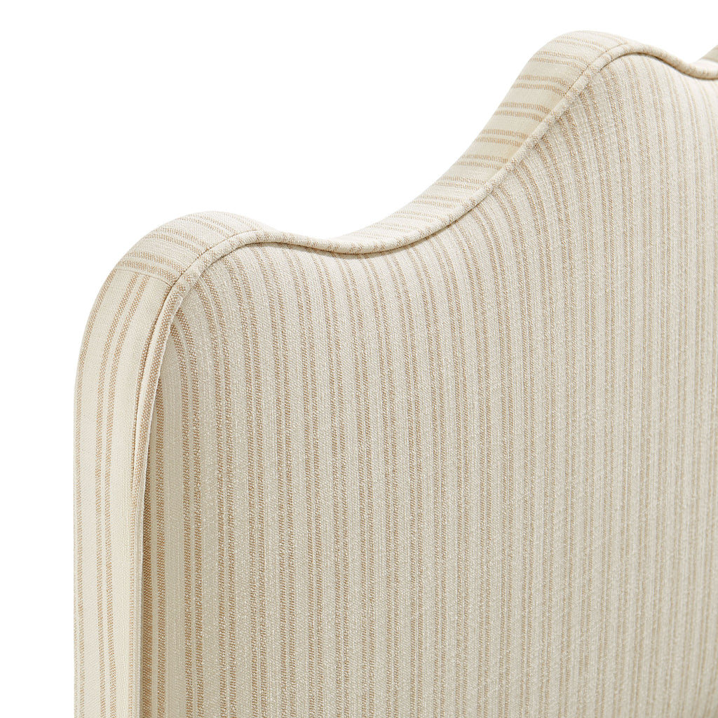 Athena Striped Fabric Upholstered King Size Headboard - Oatmeal Stripe