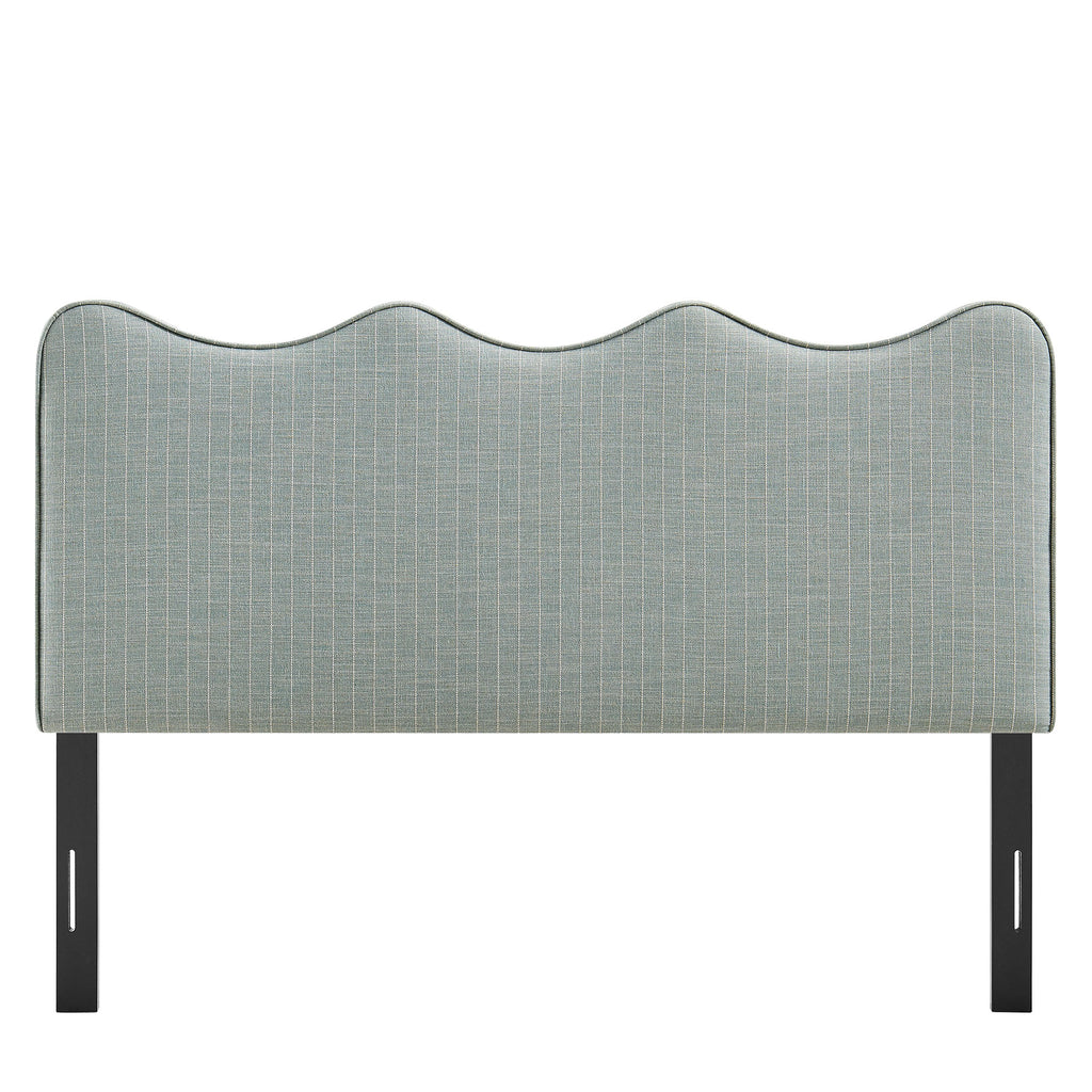 Athena Striped Fabric Upholstered King Size Headboard - Spa Blue Stripe