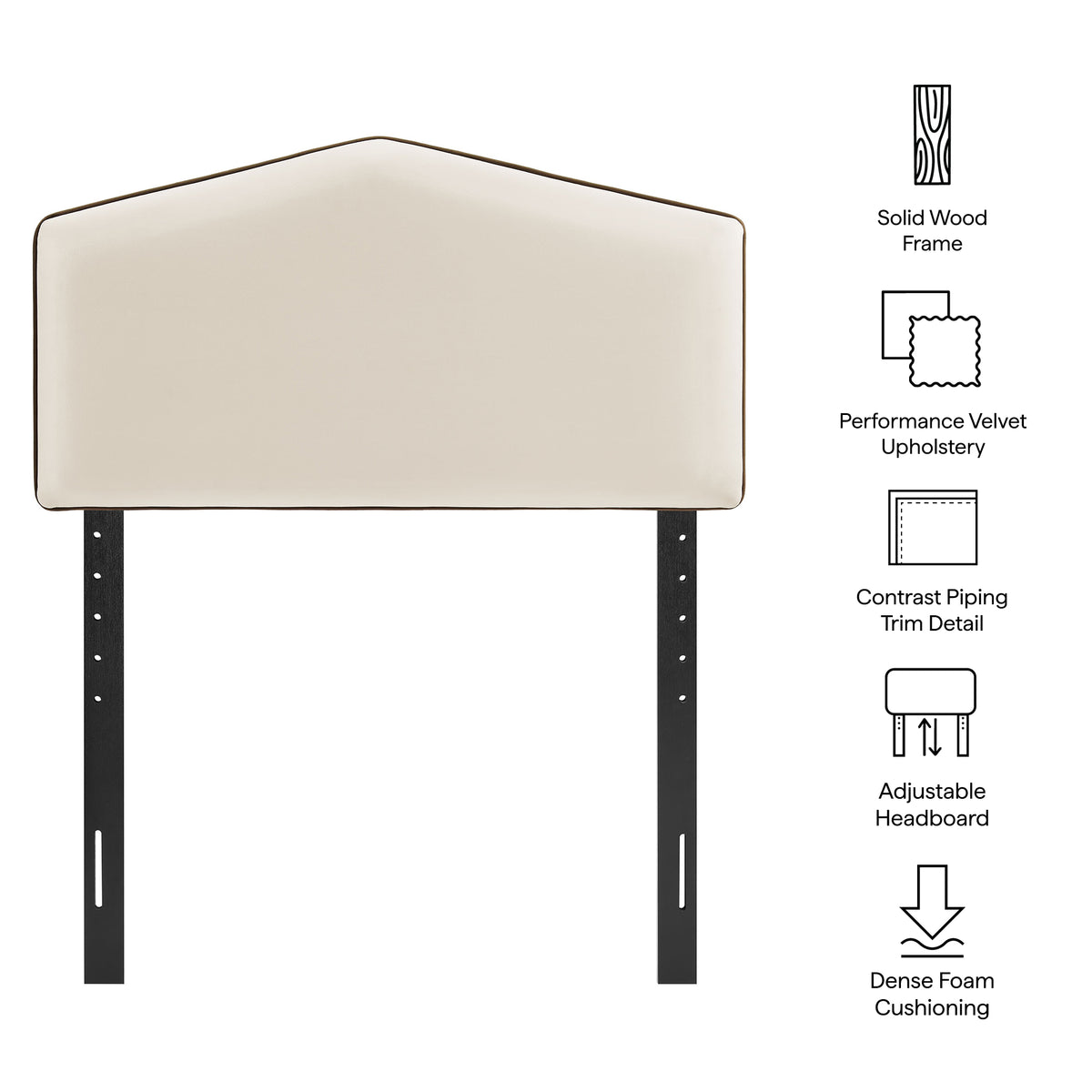 Cosette Performance Velvet Twin Size Headboard - Alabaster