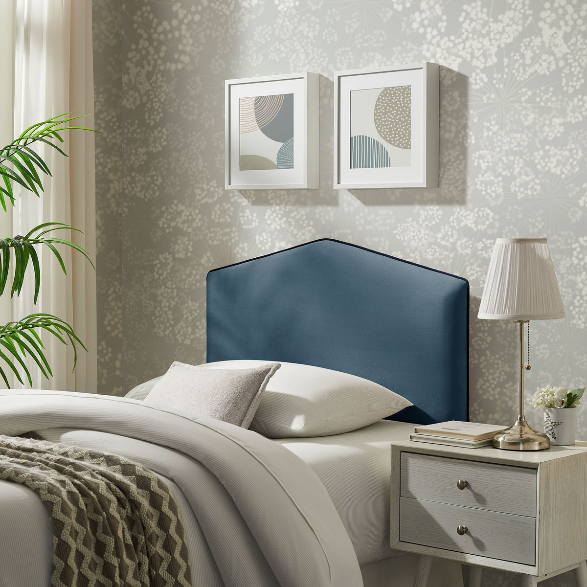 Cosette Performance Velvet Twin Size Headboard - Cadet Blue