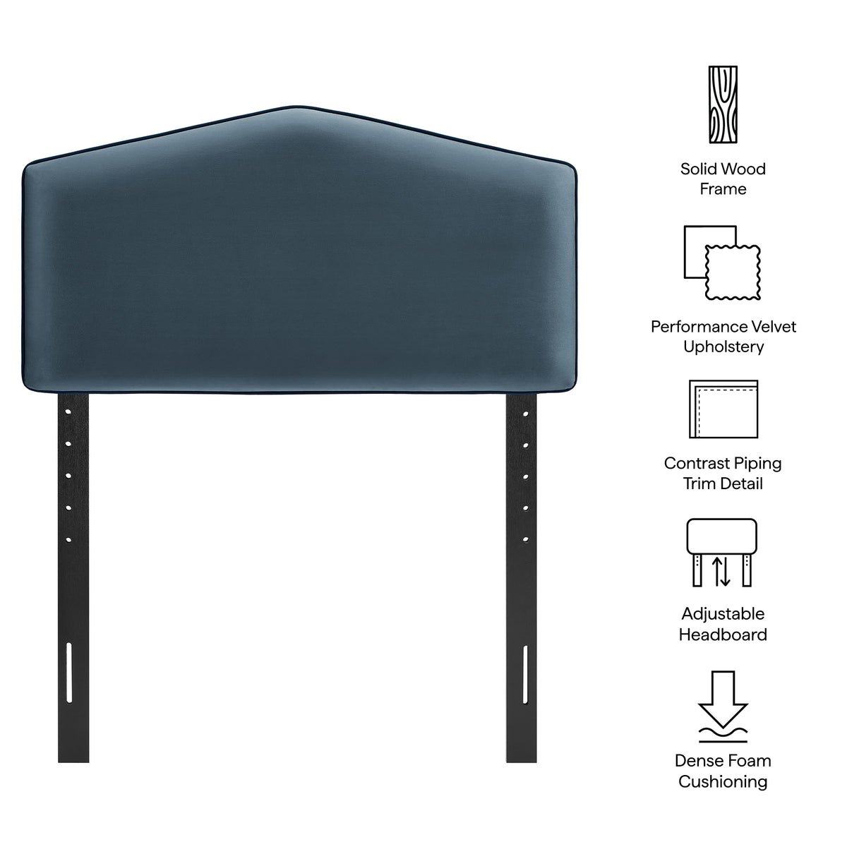 Cosette Performance Velvet Twin Size Headboard - Cadet Blue
