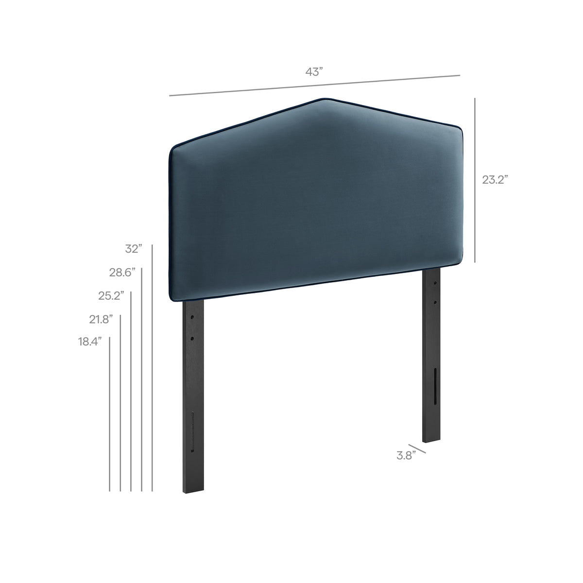 Cosette Performance Velvet Twin Size Headboard - Cadet Blue