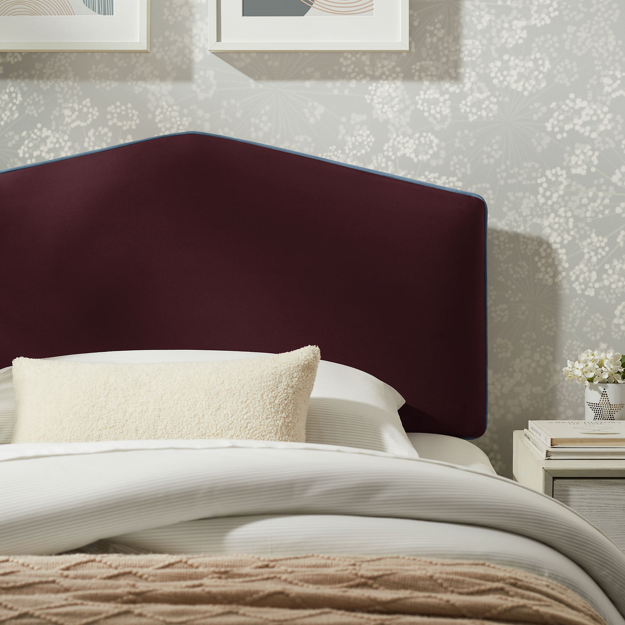 Cosette Performance Velvet Twin Size Headboard - Mulberry