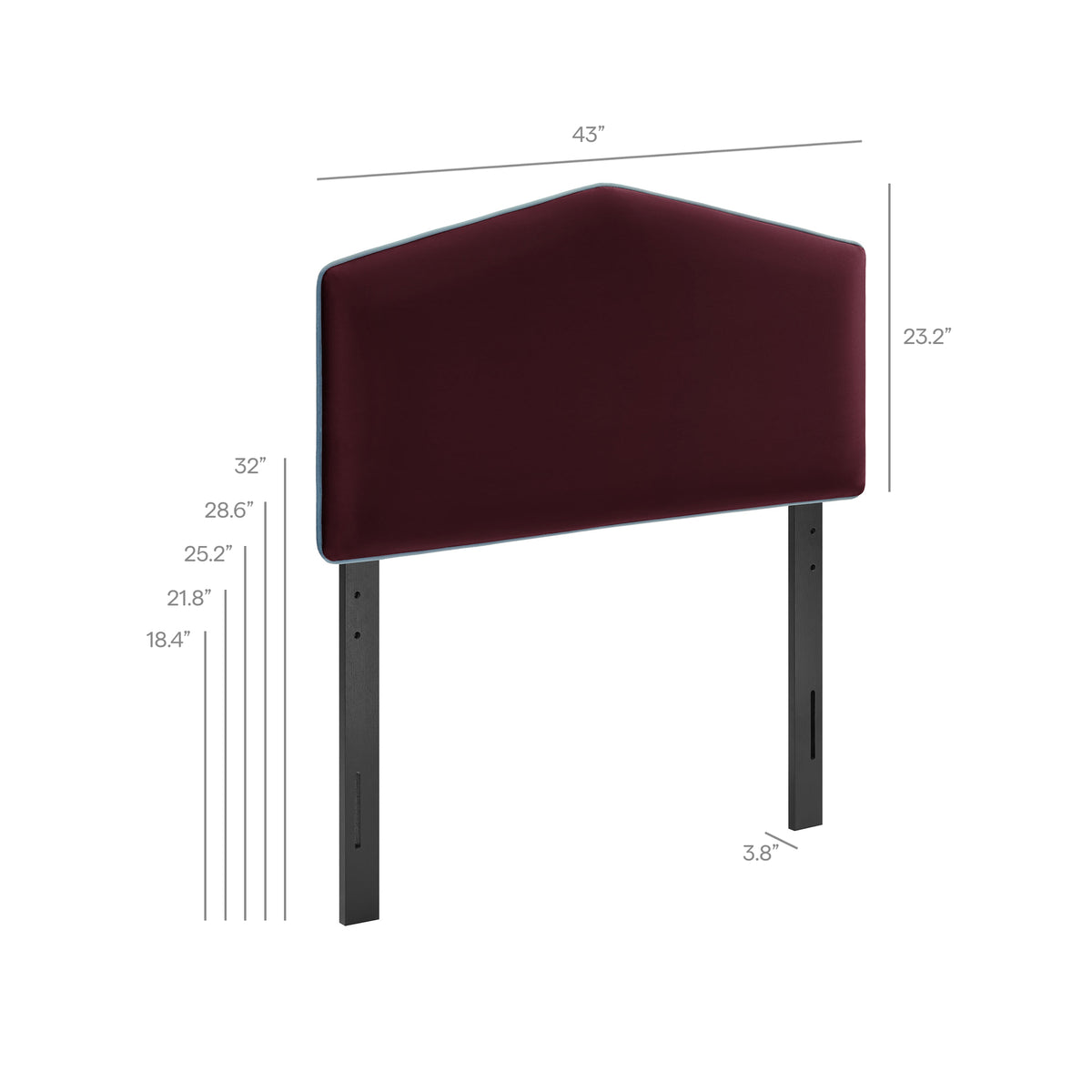 Cosette Performance Velvet Twin Size Headboard - Mulberry