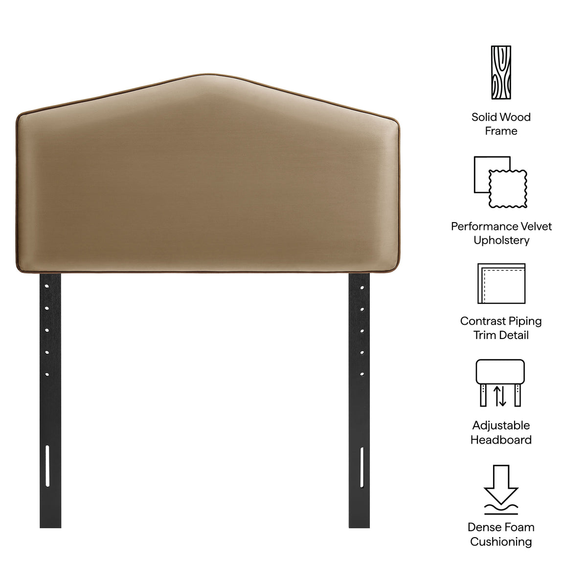 Cosette Performance Velvet Twin Size Headboard - Taupe