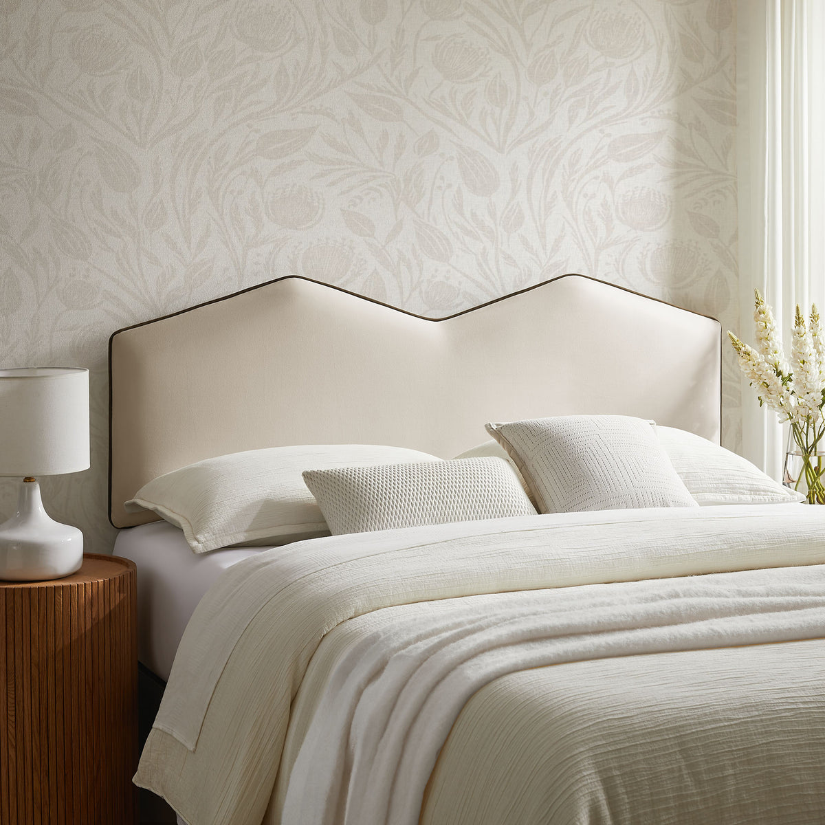 Cosette Performance Velvet Full Size Headboard - Alabaster