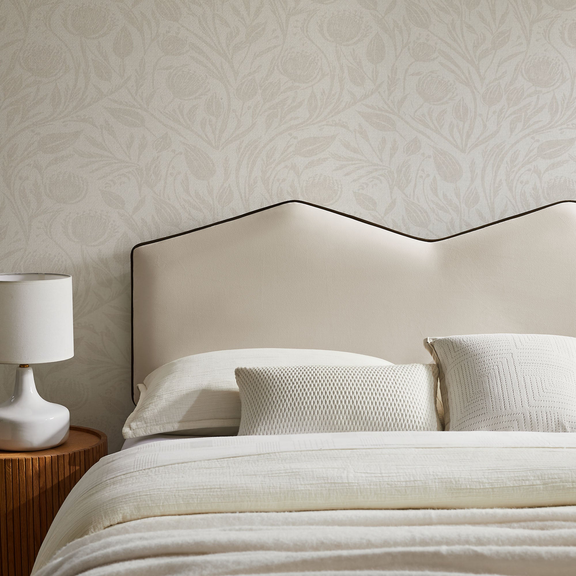 Cosette Performance Velvet Queen Size Headboard - Alabaster