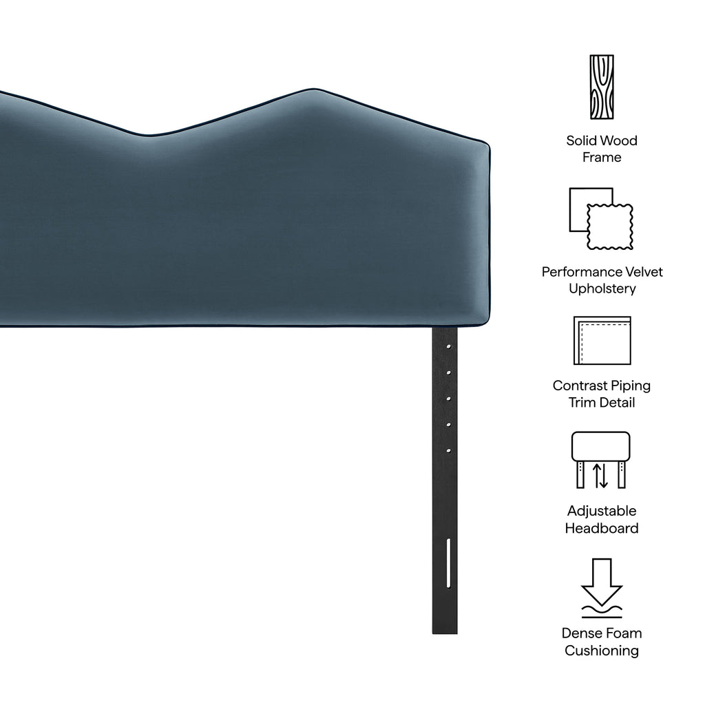Cosette Performance Velvet Queen Size Headboard - Cadet Blue