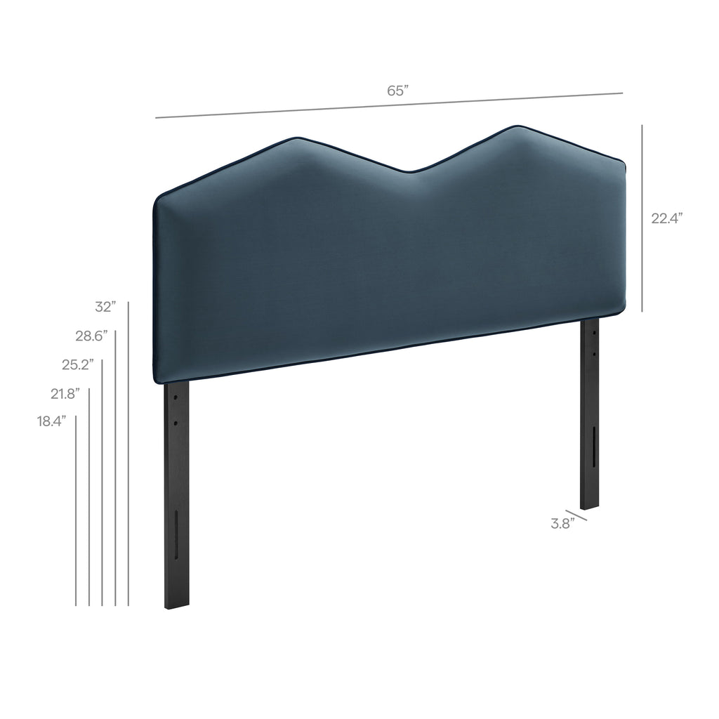Cosette Performance Velvet Queen Size Headboard - Cadet Blue