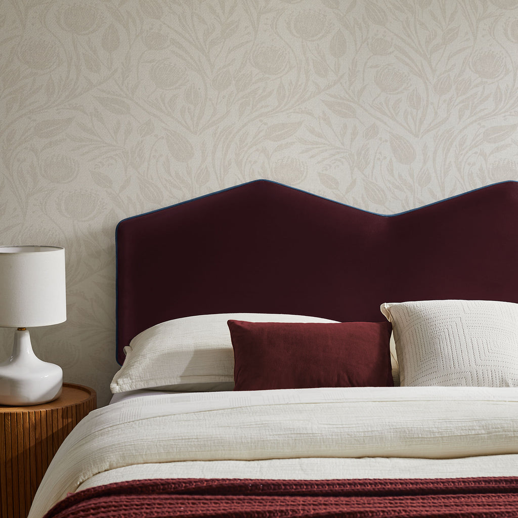 Cosette Performance Velvet Queen Size Headboard - Mulberry