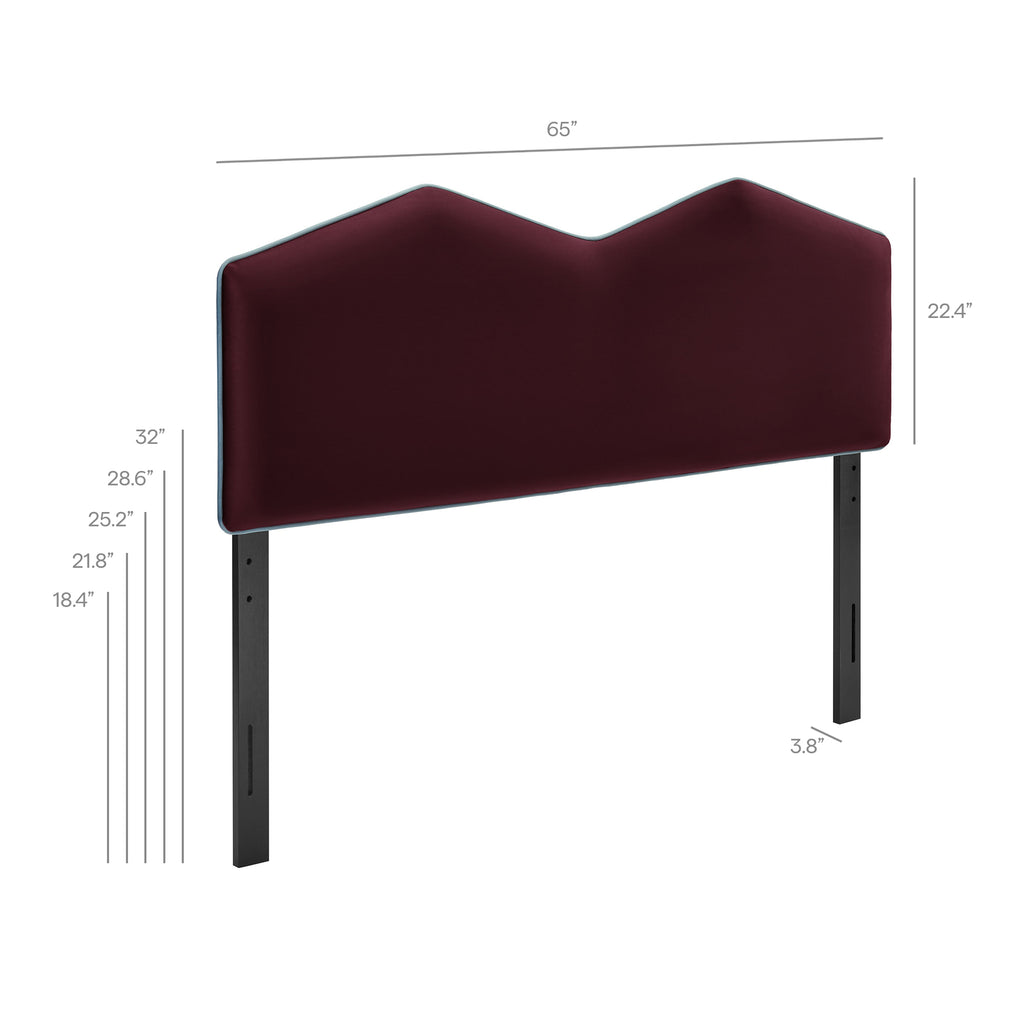Cosette Performance Velvet Queen Size Headboard - Mulberry