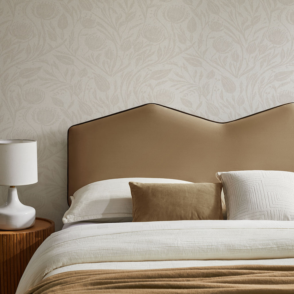 Cosette Performance Velvet Queen Size Headboard - Taupe