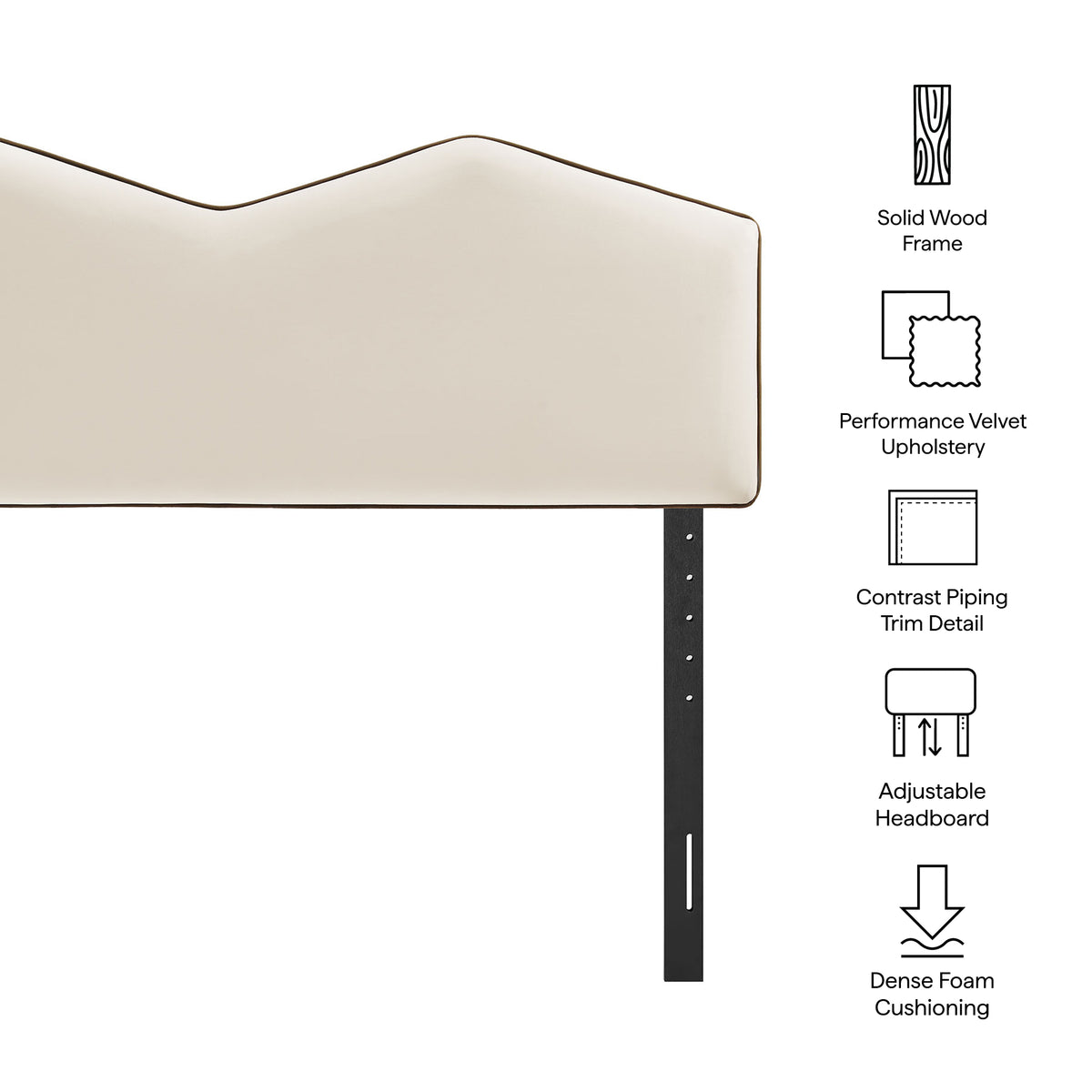 Cosette Performance Velvet King Size Headboard - Alabaster