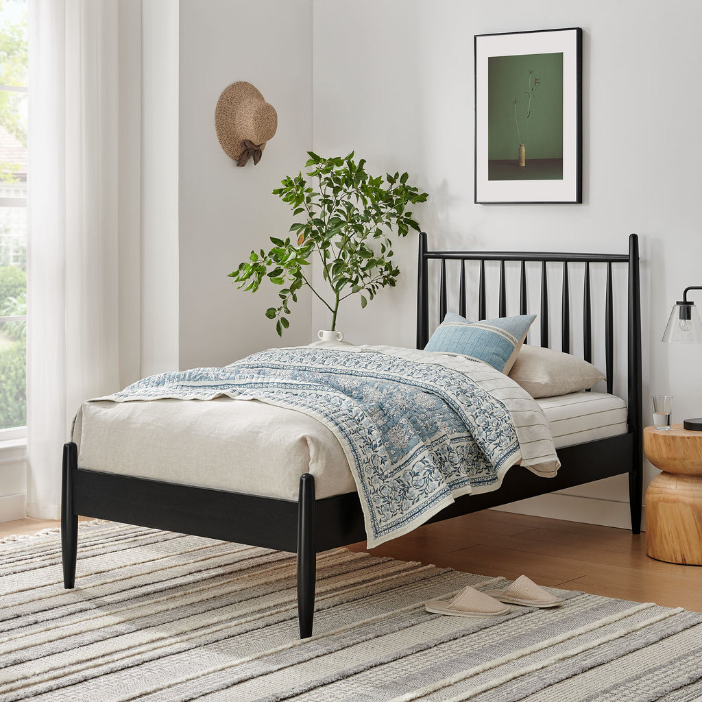 Zane Twin Size Spindle Bed Frame - Black
