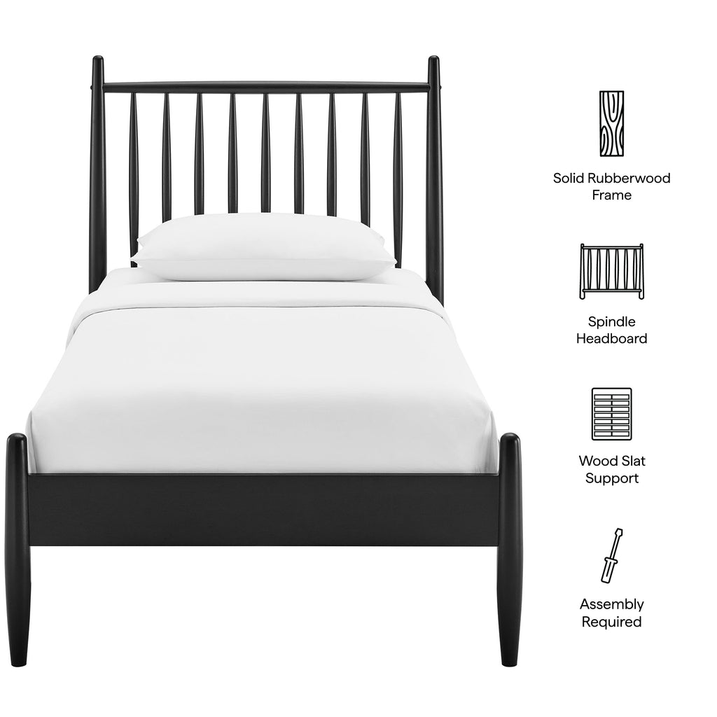 Zane Twin Size Spindle Bed Frame - Black