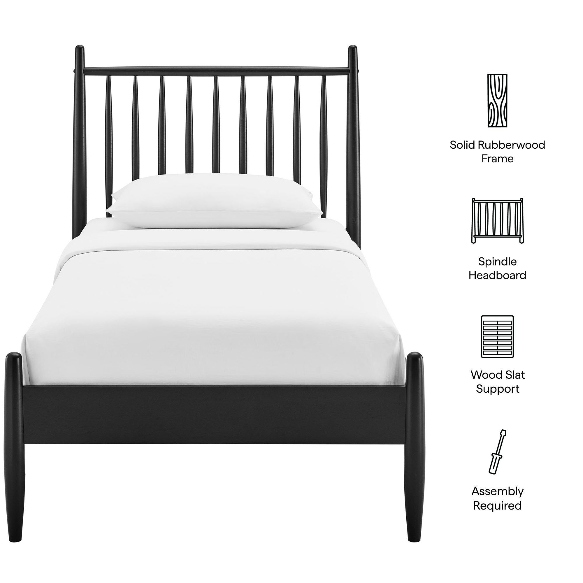 Zane Twin Size Spindle Bed Frame - Black