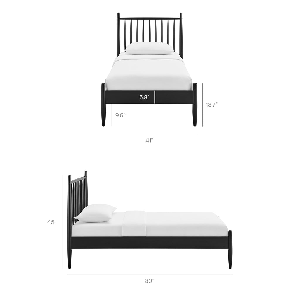 Zane Twin Size Spindle Bed Frame - Black