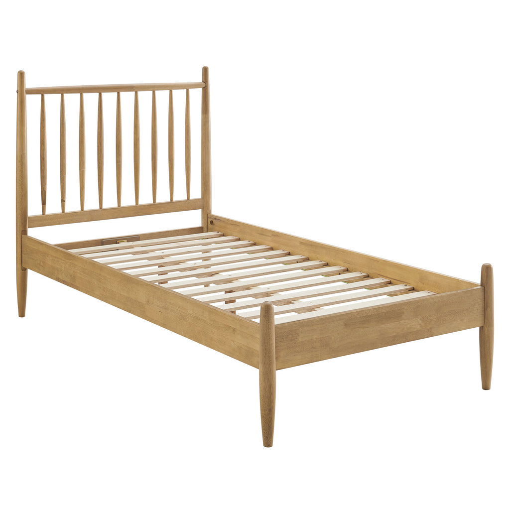 Zane Twin Size Spindle Bed Frame - Light Oak