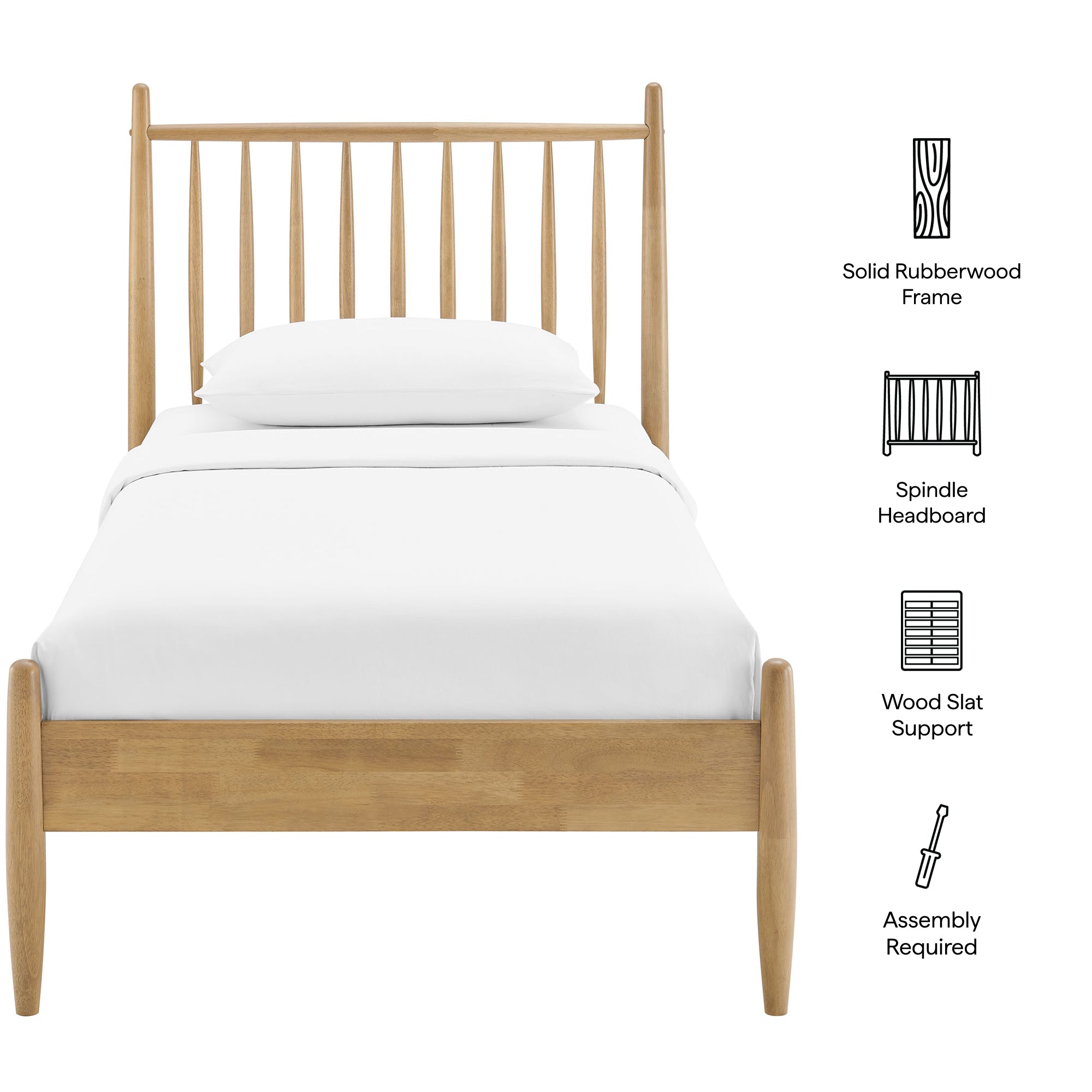Zane Twin Size Spindle Bed Frame - Light Oak