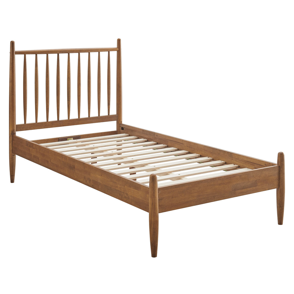 Zane Twin Size Spindle Bed Frame - Walnut