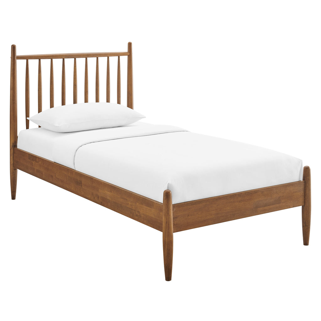 Zane Twin Size Spindle Bed Frame - Walnut