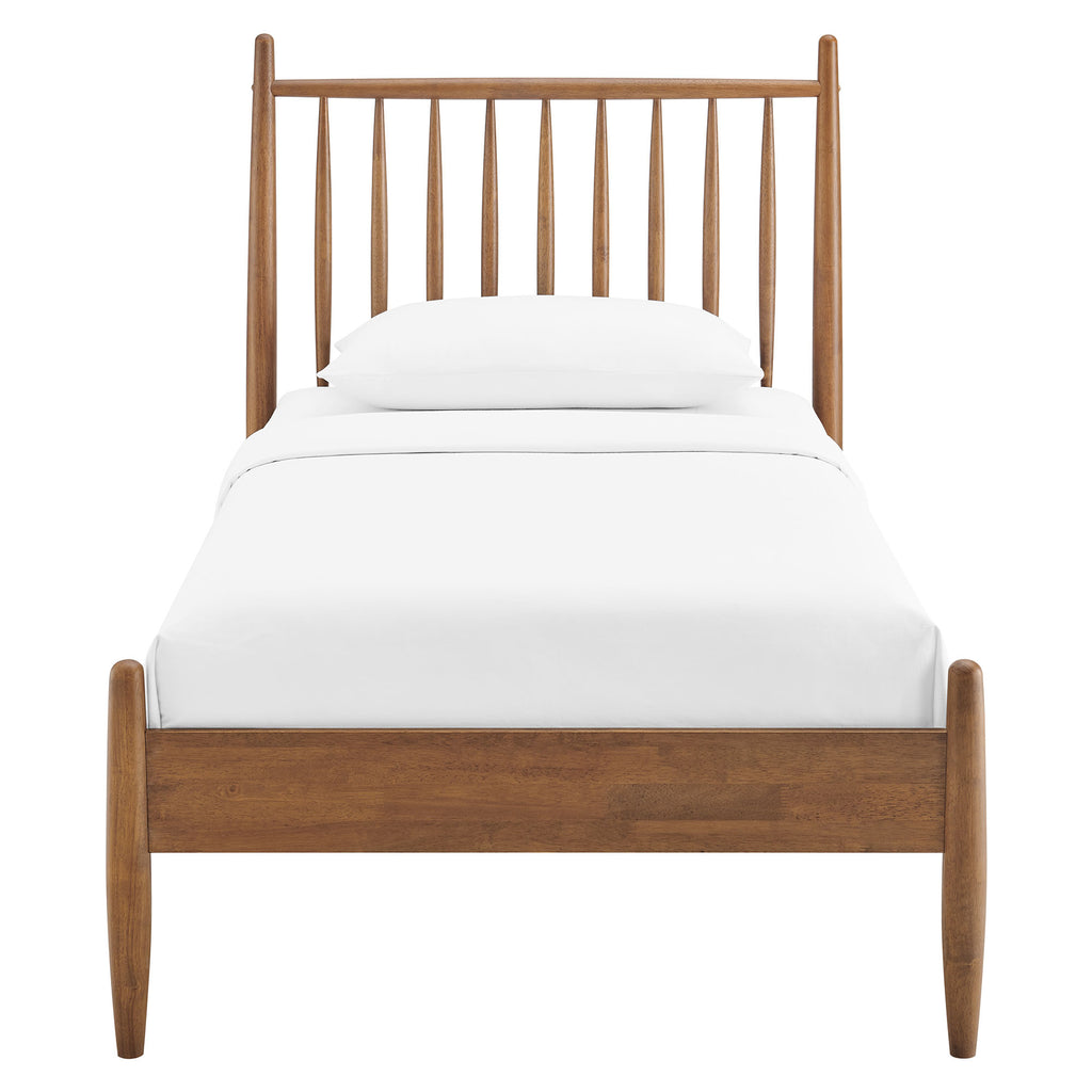 Zane Twin Size Spindle Bed Frame - Walnut
