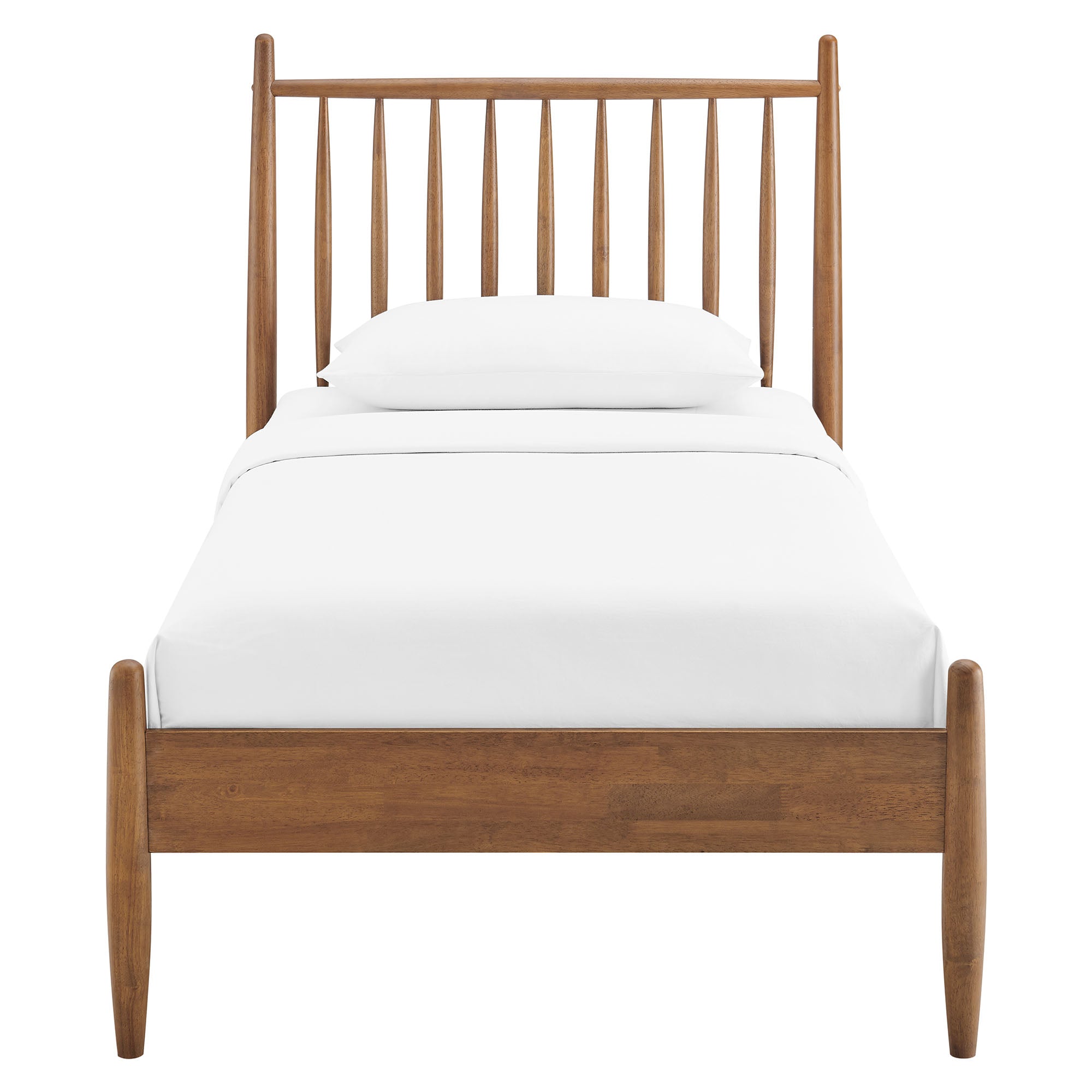 Zane Twin Size Spindle Bed Frame - Walnut