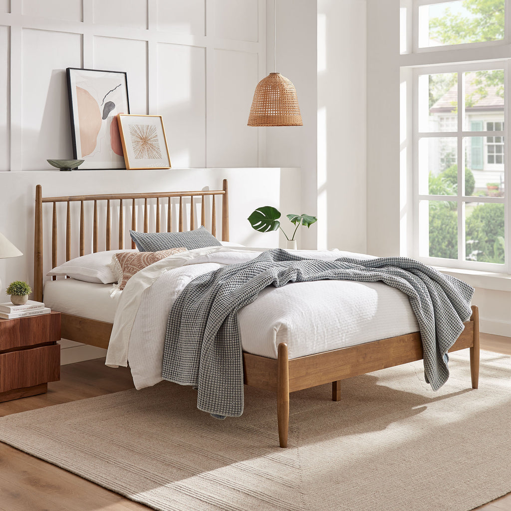 Zane Full Size Spindle Bed Frame - Walnut
