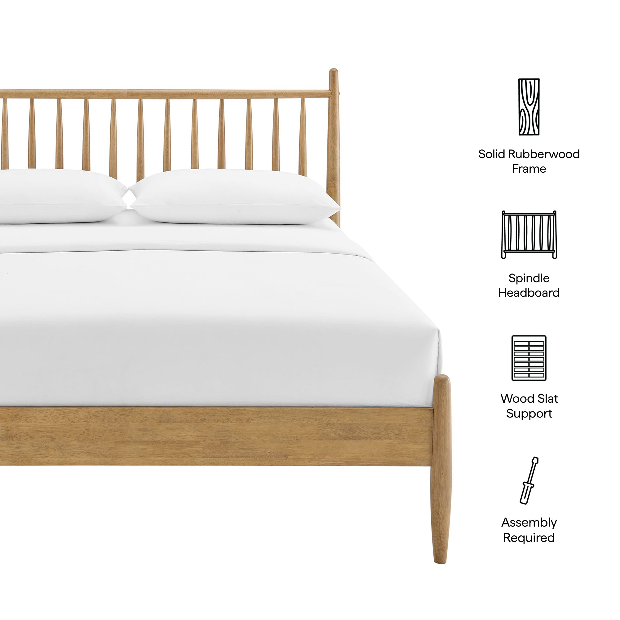 Zane Queen Size Spindle Bed - Light Oak