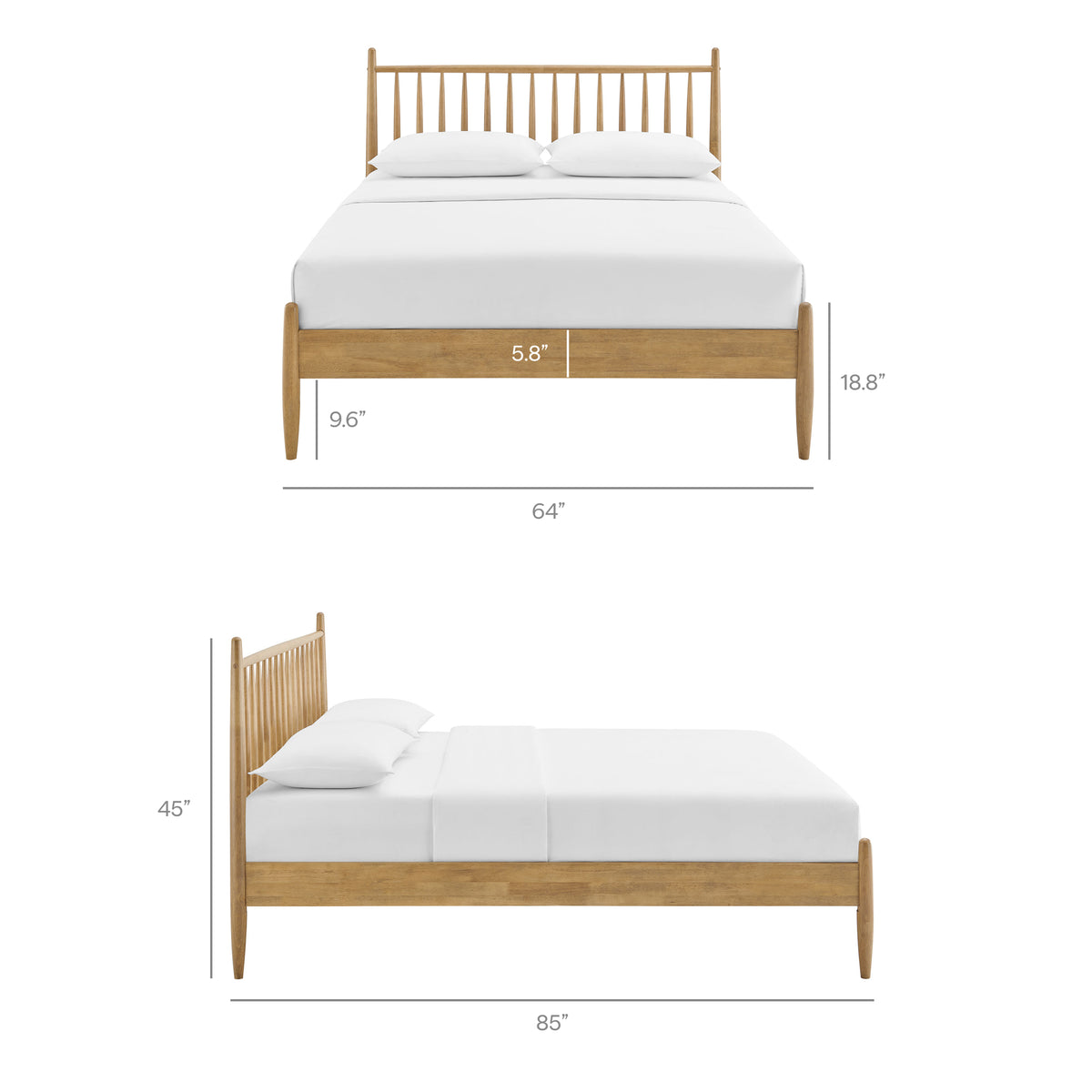Zane Queen Size Spindle Bed - Light Oak