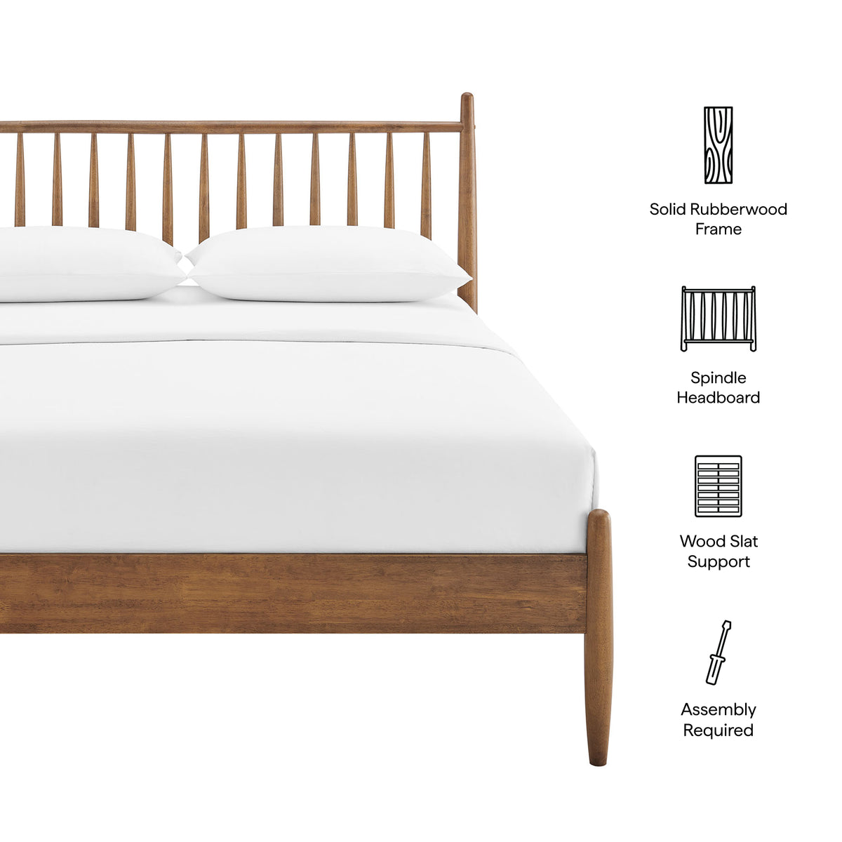 Zane Queen Size Spindle Bed - Walnut